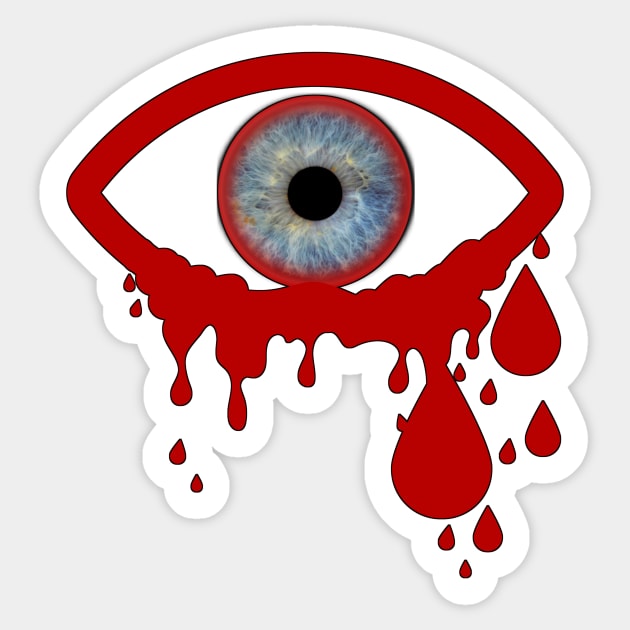 Red eye with bloody tears. Sticker by JENNEFTRUST